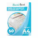 Papel fotográfico adhesivo brillante A4 x 50 hojas, 135 gsm, marca Handi Print