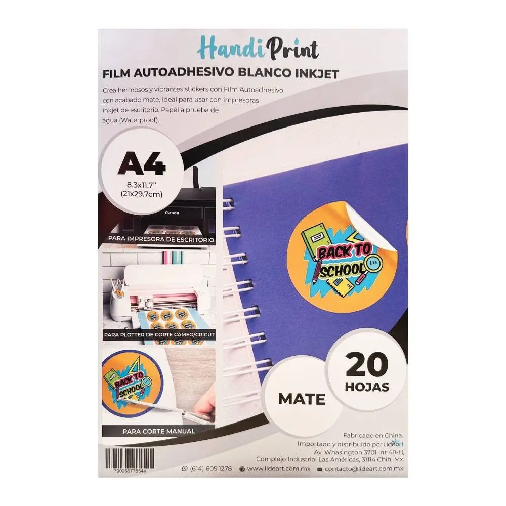 Adhesivo Blanco INKJET Mate A4×20 Handi Print