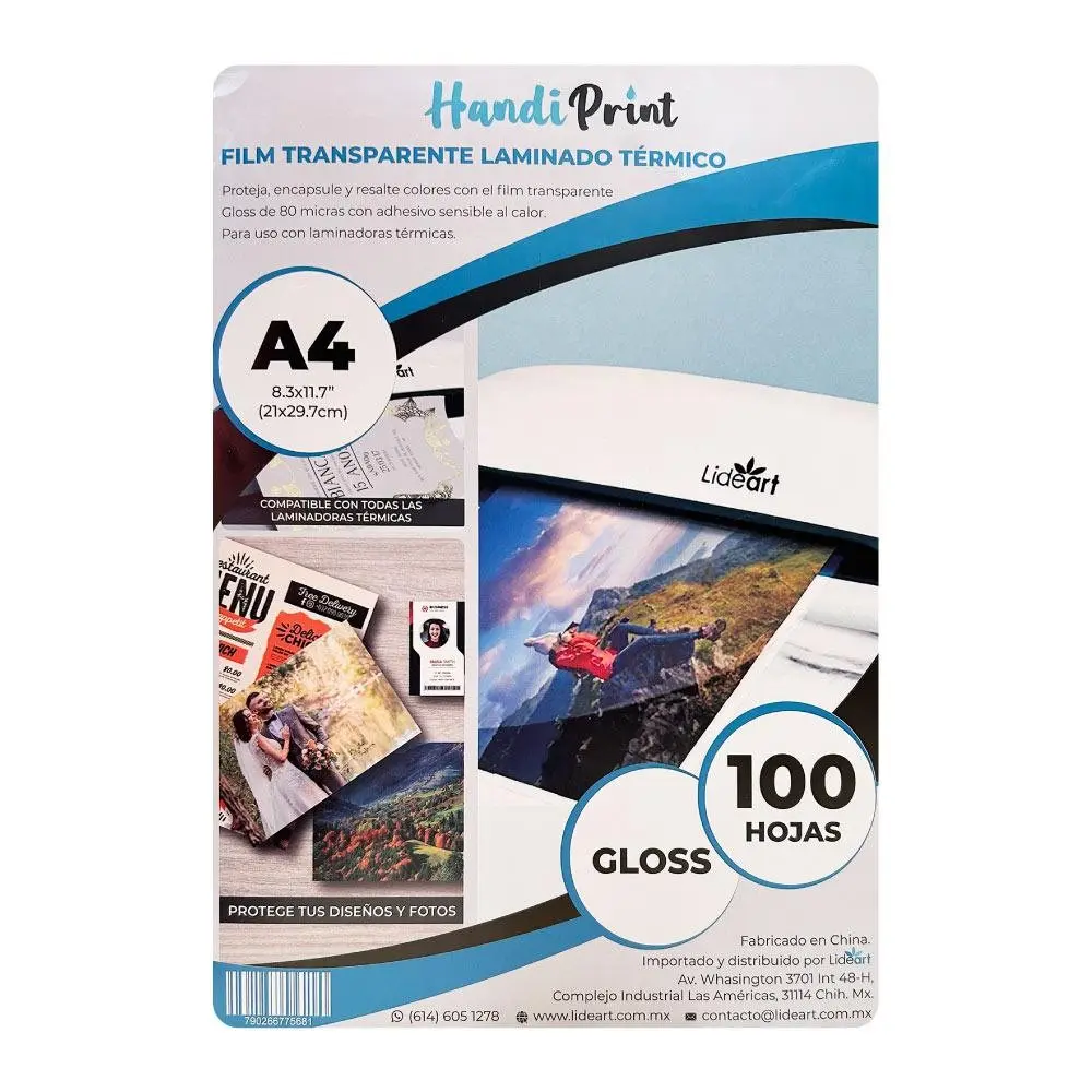 Film Transparente Laminado Térmico Gloss A4×100 Handi Print