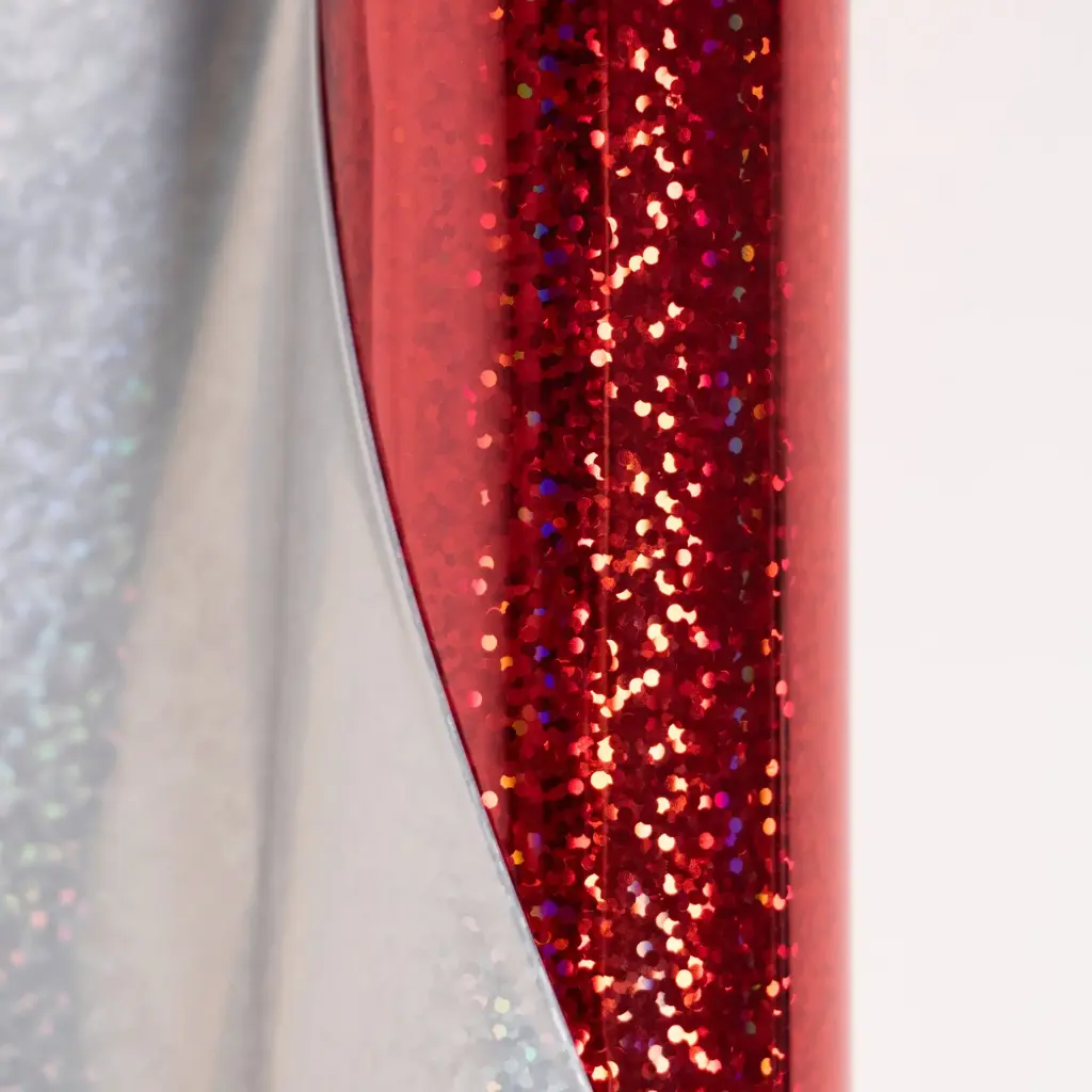 Foil Luminos 12.5'' x 3m Puntos Rojo Metálico