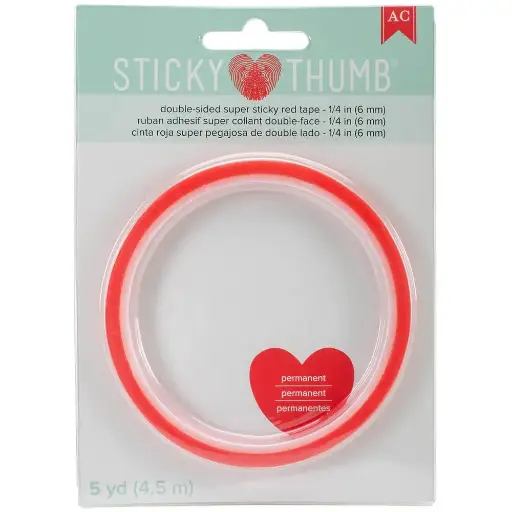Cinta Doble Cara Super Pegajosa Roja 1/4´´ (5yd)