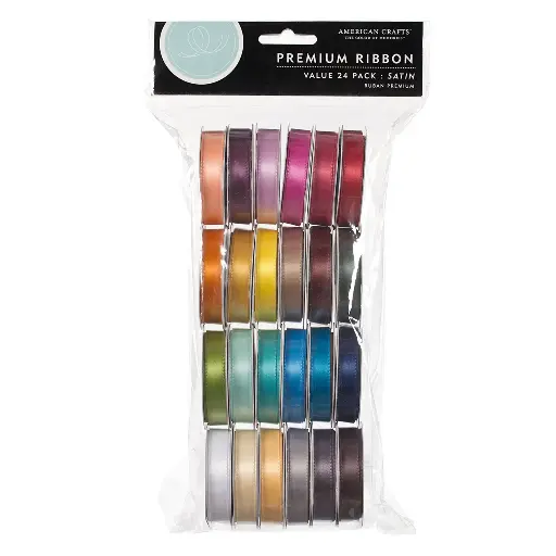 Paquete de listones satin 24 piezas Multicolor