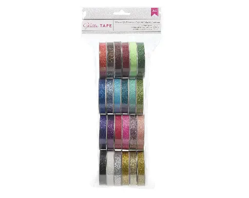 Paquete 24 Cintas de listón glitter adhesivo American Crafts