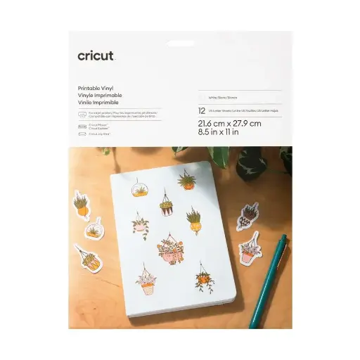 Vinil Imprimible Blanco - Tamaño Carta 12pz Cricut