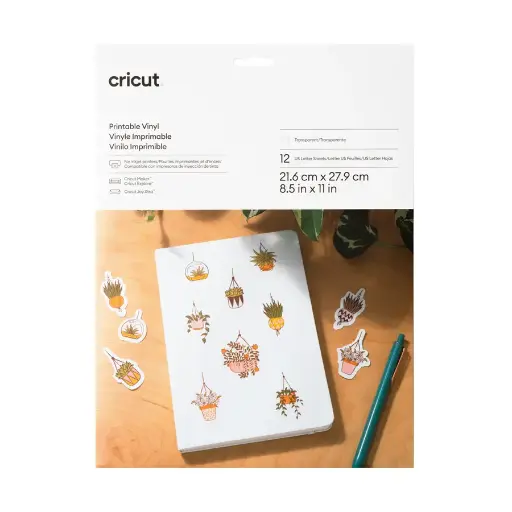 Vinil Imprimible Transparente Tamaño Carta 12pz Cricut