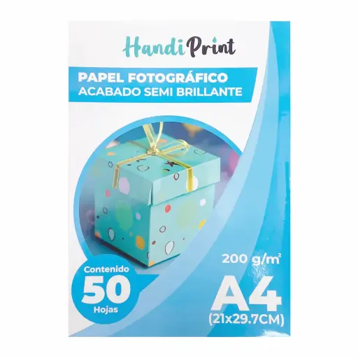 Papel fotográfico semi brillante A4*50 200gsm Handi Print
