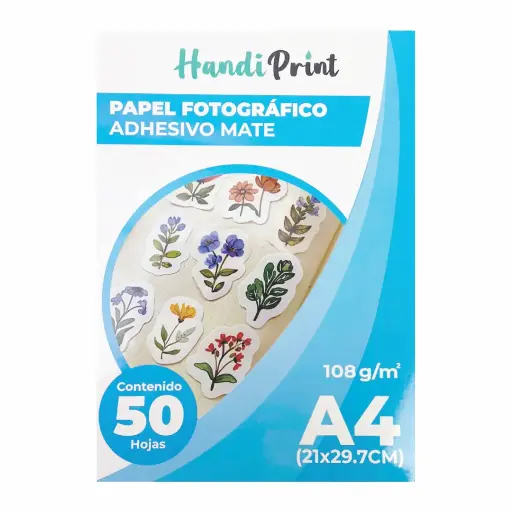 Papel fotográfico adhesivo mate A4*50 108gsm Handi Print